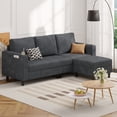 thumbnail image 1 of Hawsaiy 78" L-Shaped Upholstered Sectional Sofa, 3-Seat Convertible Couch with Washable Corduroy Covers, for Living Room, Apartment, Dark Gray, 1 of 11