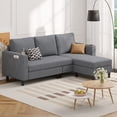 thumbnail image 1 of Hawsaiy 78" L-Shaped Upholstered Sectional Sofa, 3-Seat Convertible Couch with Washable Linen Covers, for Living Room, Apartment, Gray, 1 of 10