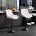 thumbnail image 1 of Hawsaiy Adjustable Bar Stools Set of 2, Swivel Counter Height Bar Chairs with Back, Modern Technical Fabric Barstools for Kitchen Island & Home, White, 1 of 11
