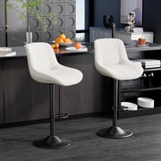 Hawsaiy Adjustable Bar Stools Set of 2, Swivel Counter Height Bar Chairs with Back, Modern Technical Fabric Barstools for Kitchen Island & Home, White