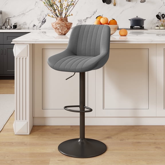 Hawsaiy Adjustable Bar Stools Set of 1,Swivel Counter Height Bar Chairs with Back, Modern Technical Fabric Barstools for Kitchen Island & Home, Dark Gray