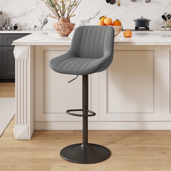 Hawsaiy Adjustable Bar Stools Set of 1,Swivel Counter Height Bar Chairs with Back, Modern Technical Fabric Barstools for Kitchen Island & Home, Dark Gray