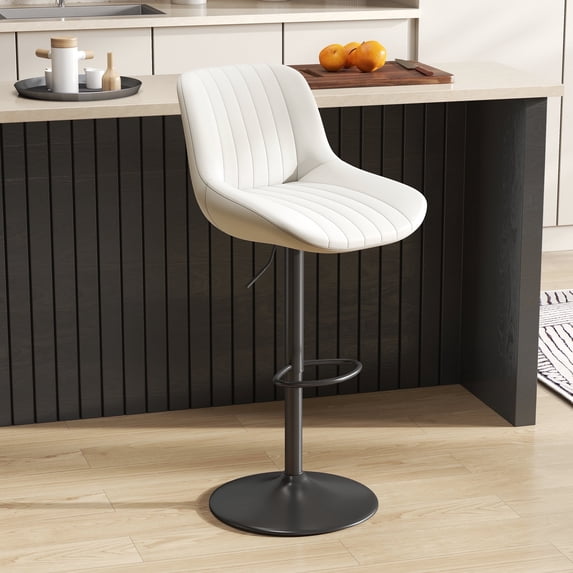 Hawsaiy Adjustable Bar Stools Set of 1,Swivel Counter Height Bar Chairs with Back, Modern Technical Fabric Barstools for Kitchen Island & Home, White