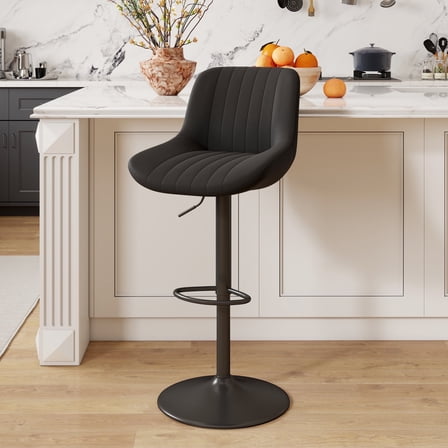 Hawsaiy Adjustable Bar Stools Set of 1,Swivel Counter Height Bar Chairs with Back, Modern Technical Fabric Barstools for Kitchen Island & Home, Black