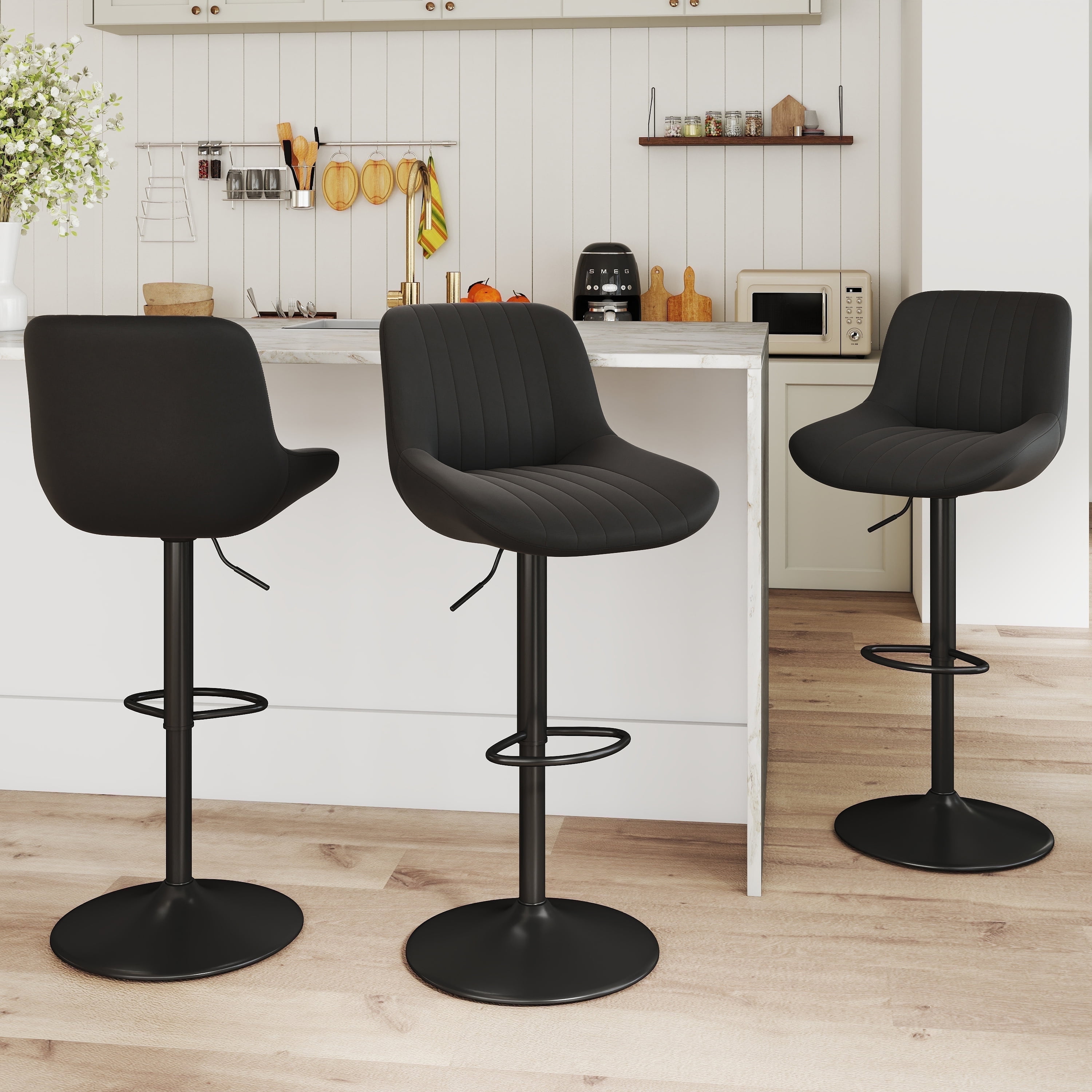 Hawsaiy Adjustable Swivel Bar Stools Set of 3, Counter Height Chairs ...
