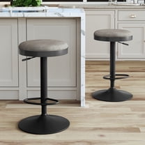Hawsaiy Adjustable Swivel Bar Stools Set of 2, Round Tech Fabric Counter Stools with Footrest for kitchen Island & Home Bar