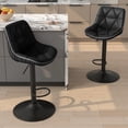 thumbnail image 1 of Hawsaiy Bar Stools Set of 2, Adjustable Swivel Counter Height Bar Stools with Back, Upholstered Modern Barstools with Diamond Stitching, Black, 1 of 11