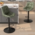 thumbnail image 1 of Hawsaiy Bar Stools Set of 2, Adjustable Swivel Counter Height Bar Stools with Back, Upholstered Modern Barstools with Diamond Stitching, Green, 1 of 11