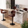 thumbnail image 1 of Hawsaiy Bar Stools Set of 4, Adjustable Height 24.5"-33.5", Bentwood Swivel Barstools with Back & Footrest, PU Leather Upholstered Bar Chairs for Kitchen Island, Dining Room, Home Bar, 1 of 8