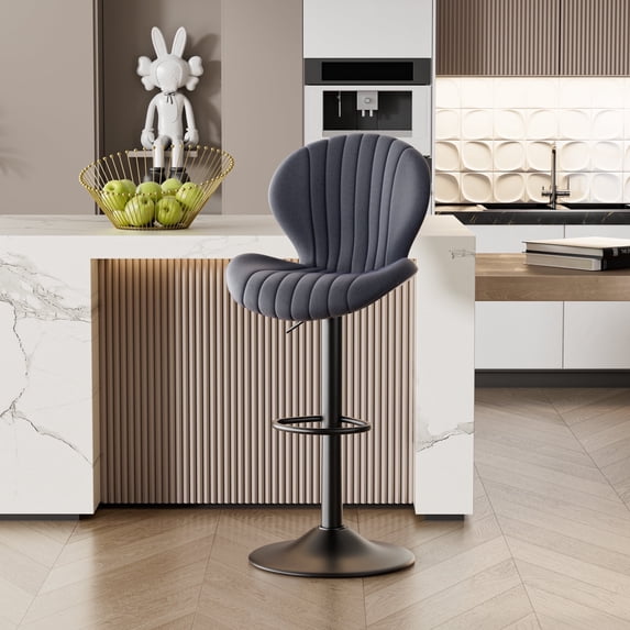 Hawsaiy Bar Stools Set of 1, Modern Swivel Bar Chairs with Mid Back and Adjustable Seat Height,Dark Gray