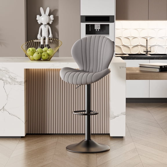 Hawsaiy Bar Stools Set of 1, Modern Swivel Bar Chairs with Mid Back and Adjustable Seat Height,Gray