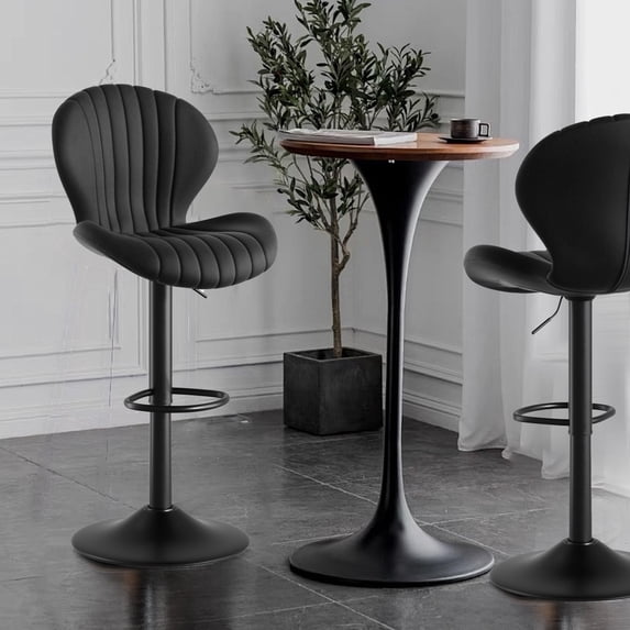 Hawsaiy Bar Stools Set of 2, Modern Swivel Bar Chairs with Mid Back and Adjustable Seat Height,Blcak