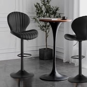 Hawsaiy Bar Stools Set of 2, Modern Swivel Bar Chairs with Mid Back and Adjustable Seat Height,Blcak