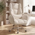 thumbnail image 1 of Hawsaiy Big and Tall Office Chair, Flip Armrests with Side Pockets, Comfy Criss Cross Office Chair with Extra-Wide Plush Seat, 150° Reclining Executive Office Chair, Chenille Upholstery, Beige, 1 of 13