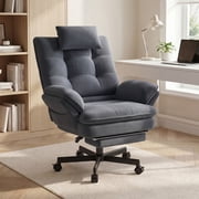 Hawsaiy Big and Tall Office Chair with Footrest, Ergonomic Executive Chair with Flip-Up Arms, Reclining High Back Desk Chair with Headrest & Side Pockets, Dark Gray