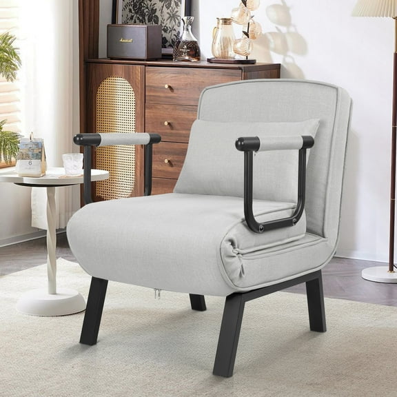 Hawsaiy Convertible Sleeper Leisure Recliner, Adjustable Lounge Chair, Arm Chair, and Sofa Bed,Light Gray