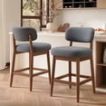 thumbnail image 1 of Hawsaiy Counter Height Bar Stools Set of 2, Mid Century Modern Boucle Barstools with Solid Wood Frame, Upholstered Kitchen Island Stools with Backrest & Footrest, Gray, 1 of 6