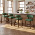 thumbnail image 1 of Hawsaiy Counter Height Bar Stools Set of 4, 26" Solid Wood Barstools with Curved Back, Upholstered Fabric Seat & Metal Footrest, Mid-Century Modern Kitchen Island Chairs, Green, 1 of 12