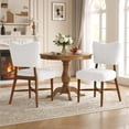 thumbnail image 1 of Hawsaiy Dining Chairs Set of 2, Upholstered Fabric Dining Room Chairs, Mid Century Modern Kitchen Chairs with Solid Wood Legs & Cross-Brace Support, Farmhouse Side Chairs for Dining Room, White, 1 of 10