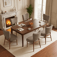 thumbnail image 1 of Hawsaiy Dining Chairs Set of 6, Upholstered Fabric Dining Room Chairs, Mid Century Modern Kitchen Chairs with Solid Wood Legs & Cross-Brace Support, Farmhouse Side Chairs for Dining Room, Brown, 1 of 10