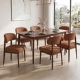 thumbnail image 1 of Hawsaiy Dining Chairs Set of 6, Upholstered Kitchen & Dining Room Chairs with Solid Wood Frame, Curved Back Side Chairs, Brown, 1 of 9