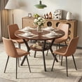 thumbnail image 1 of Hawsaiy Dining Table Set for 4, 42.1" Round Kitchen Table with Storage Shelf and 4 PU Leather Dining Chairs, Modern Dining Room Furniture Set with Metal Base for Apartment, 1 of 11