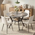thumbnail image 1 of Hawsaiy Dining Table Set for 4, 42.1" Round Kitchen Table with Storage Shelf and 4 PU Leather Dining Chairs, Modern Dining Room Furniture Set with Metal Base for Apartment, 1 of 11
