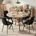 thumbnail image 1 of Hawsaiy Dining Table Set for 4, 42.1" Round Kitchen Table with Storage Shelf and 4 PU Leather Dining Chairs, Modern Dining Room Furniture Set with Metal Base for Apartment, 1 of 11
