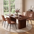 thumbnail image 1 of Hawsaiy Dining Table Set for 4, 78" Farmhouse Dining Table with 4 PU Leather Dining Chairs, Large Kitchen Table Set with Crossed Metal Leg Chairs for Dining Room(Walnut +Brown), 1 of 8