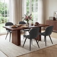 thumbnail image 1 of Hawsaiy Dining Table Set for 4, 78" Farmhouse Dining Table with 4 Upholstered Dining Chairs, Large Kitchen Table Set with Modern Shell Back Chairs & Metal Legs for Dining Room(Walnut + Black), 1 of 8