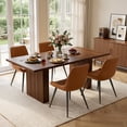thumbnail image 1 of Hawsaiy Dining Table Set for 4, 78" Farmhouse Dining Table with 4 Upholstered Dining Chairs, Large Kitchen Table Set with Thick Waterproof Top & Metal Leg Chairs for Dining Room(Walnut + Brown), 1 of 8