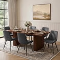 thumbnail image 1 of Hawsaiy Dining Table Set for 6, 78" Farmhouse Dining Table with 6 Upholstered Dining Chairs, Large Kitchen Table Set with Thick Waterproof Top & Metal Leg Chairs for Dining Room(Walnut + Black), 1 of 8