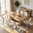 thumbnail image 1 of Hawsaiy Dining Table Set for 8, 78" Farmhouse Dining Table with 8 Upholstered Dining Chairs, Large Kitchen Table Set with Thick Waterproof Top & Metal Leg Chairs for Dining Room(Natural + Beige), 1 of 9