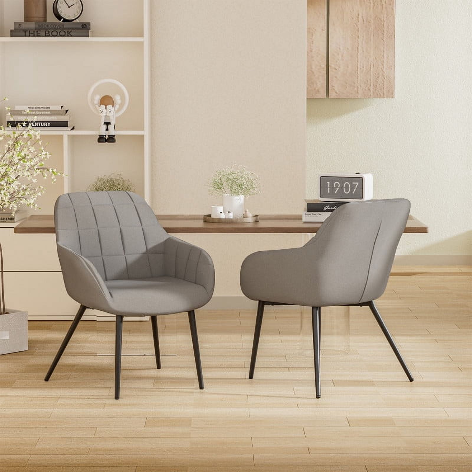 Hawsaiy Ergonomic Dining Chairs Set of 2 with Metal Legs for Kitchen,Dining Room,or Living Room,Gray