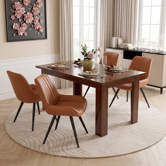 Hawsaiy Extendable Dining Table Set for 4, Upholstered Dining Chairs, Farmhouse Kitchen Dining Room Set, Hidden Leaf Dining Table Seats 6-8