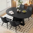 thumbnail image 1 of Hawsaiy Extendable Round to Oval Dining Table Set for 4–6, Space-Saving Wooden Table with Hidden Storage, Expandable Dining Table with Upholstered Chairs(Black Table+4 Black Chairs), 1 of 10