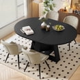 thumbnail image 1 of Hawsaiy Extendable Round to Oval Dining Table Set for 4–6, Space-Saving Wooden Table with Hidden Storage, Expandable Dining Table with Upholstered Chairs(Black Table+4 Beige Chairs), 1 of 10
