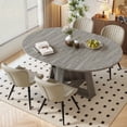 thumbnail image 1 of Hawsaiy Extendable Round to Oval Dining Table Set for 4–6, Space-Saving Wooden Table with Hidden Storage, Expandable Dining Table with Upholstered Chairs(Gray Table+4 Beige Chairs), 1 of 10