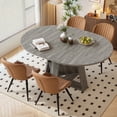 thumbnail image 1 of Hawsaiy Extendable Round to Oval Dining Table Set for 4–6, Space-Saving Wooden Table with Hidden Storage, Expandable Dining Table with Upholstered Chairs(Gray Table+4 Brown Chairs), 1 of 10