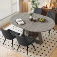 thumbnail image 1 of Hawsaiy Extendable Round to Oval Dining Table Set for 4–6, Space-Saving Wooden Table with Hidden Storage, Expandable Dining Table with Upholstered Chairs(Gray Table+4 Dark Gray Chairs), 1 of 10