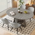 thumbnail image 1 of Hawsaiy Extendable Round to Oval Dining Table Set for 4–6, Space-Saving Wooden Table with Hidden Storage, Expandable Dining Table with Upholstered Chairs(Gray Table+4 Light Gray Chairs), 1 of 10