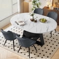 thumbnail image 1 of Hawsaiy Extendable Round to Oval Dining Table Set for 4–6, Space-Saving Wooden Table with Hidden Storage, Expandable Dining Table with Upholstered Chairs(White Table+4 Dark Gray Chairs), 1 of 9