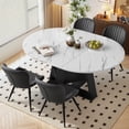 thumbnail image 1 of Hawsaiy Extendable Round to Oval Dining Table Set for 4–6, Space-Saving Wooden Table with Hidden Storage, Expandable Dining Table with Upholstered Chairs(White Table+4 Black Chairs), 1 of 9
