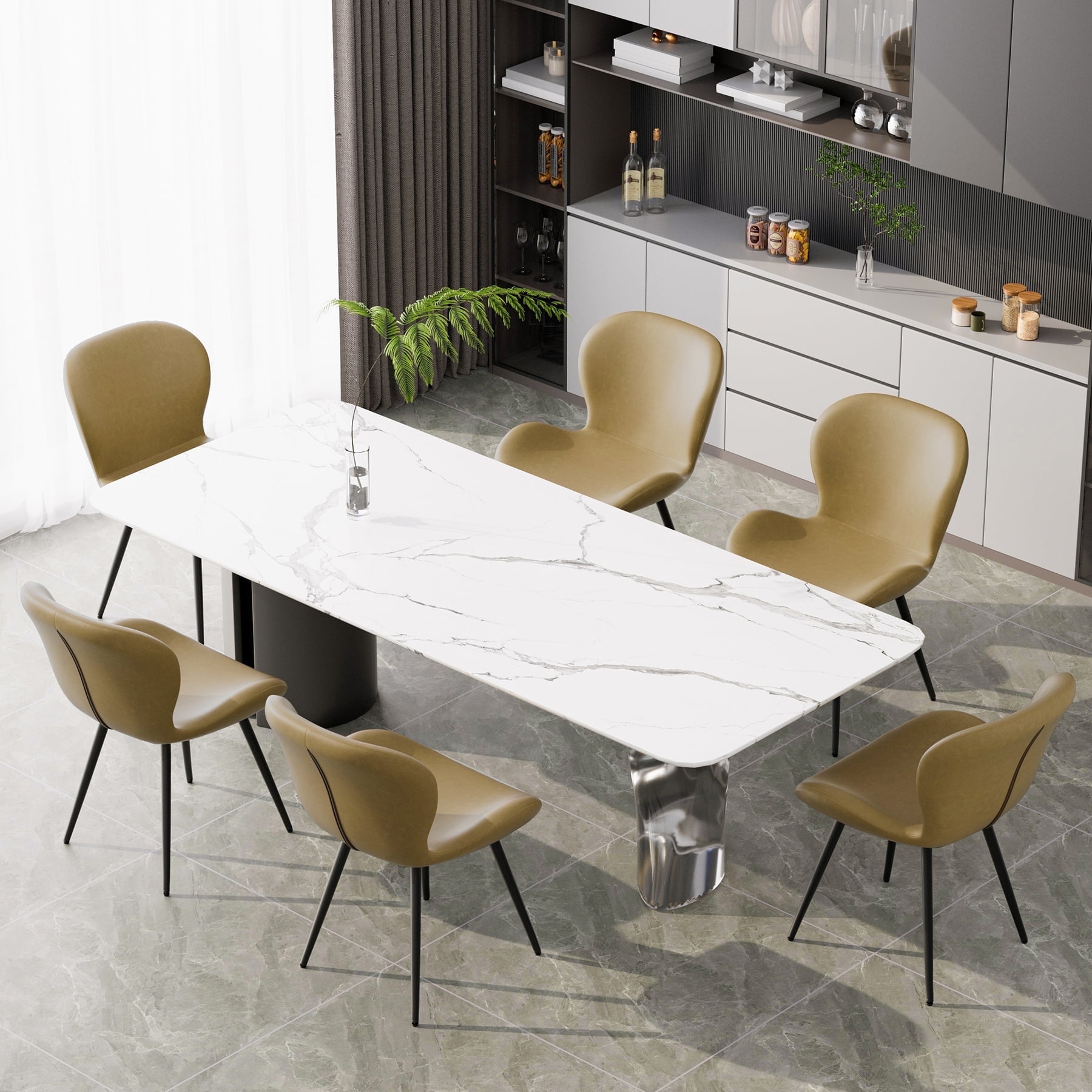 Hawsaiy Faux Leather Dining Chairs Set of with Widened Backrest