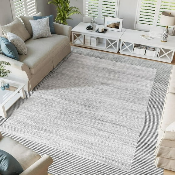 Washable Area Rugs 8x10 ft, Non-Slip Large Soft Vintage Carpet for Living Room Bedroom, Retro Floral Rug for Indoor Floor, Pet-Friendly Low Pile Accent Rug