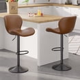 thumbnail image 1 of Hawsaiy Modern Swivel Bar Stools Set of 2, PU Leather Bar Chairs with Back & Footrest, Adjustable Height 22.2"-31" for Kitchen Island,Dark Brown, 1 of 8