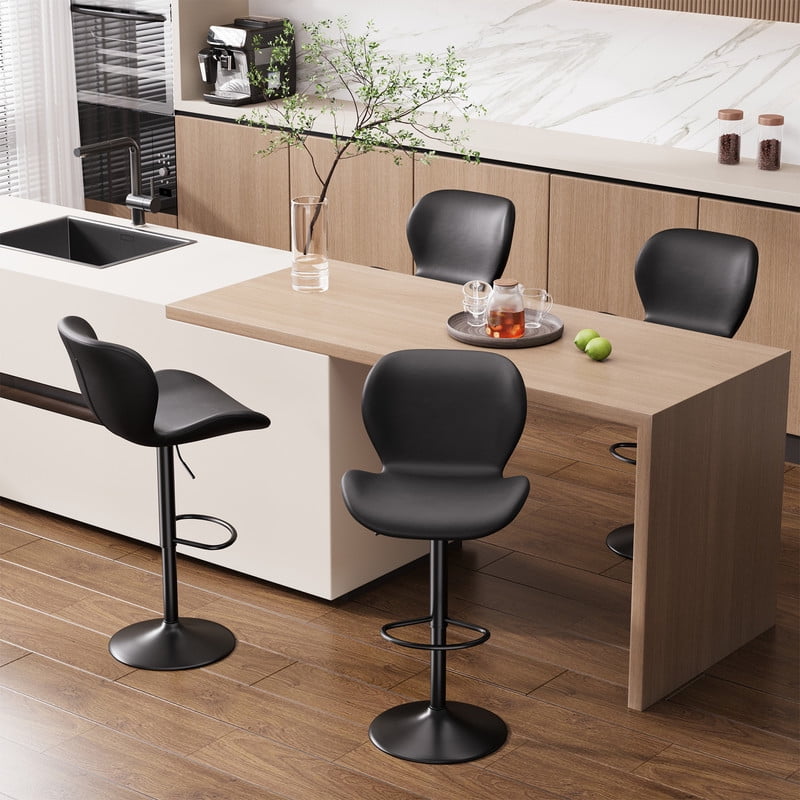 Hawsaiy Modern Adjustable Bar Stool Set of 4 with HighDensity Foam