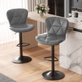 thumbnail image 1 of Hawsaiy Modern Bar Stools Set of 2, Adjustable Faux Leather Upholstered Swivel Bar Stools, Counter Height Bar Chairs with Back for Kitchen Island, Smoke Gray, 1 of 10