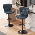 thumbnail image 1 of Hawsaiy Modern Bar Stools Set of 2, Adjustable Faux Leather Upholstered Swivel Bar Stools, Counter Height Bar Chairs with Back for Kitchen Island, Dark Blue, 1 of 10