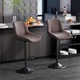 thumbnail image 1 of Hawsaiy Adjustable Bar Stools Set of 2, Swivel Counter Height Bar Chairs with Back, Modern Technical Fabric Barstools for Kitchen Island & Home, Brown, 1 of 11